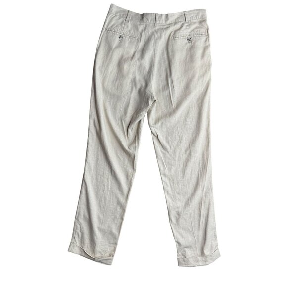 Alan Flusser Mens Linen Pants 34x32 Relaxed Fit Lightweight Pleated Front Preppy - Picture 5 of 6